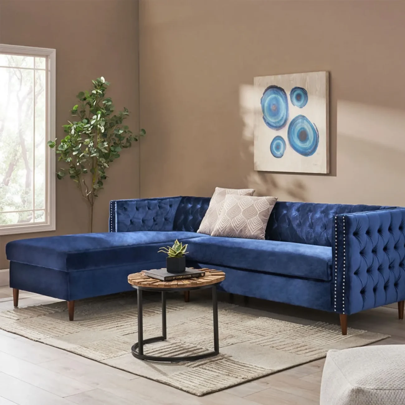 Tufted Velvet Sectional Storage Sofa