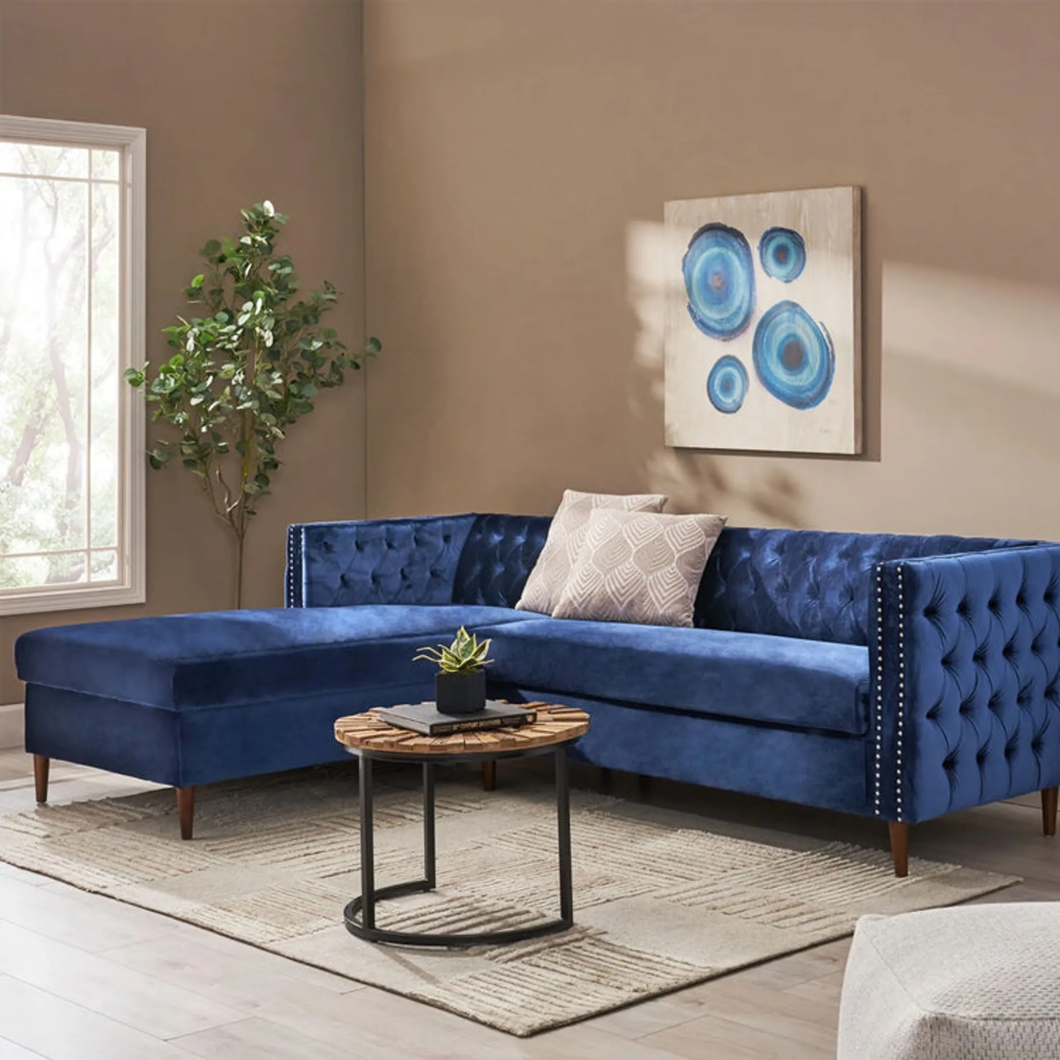 Tufted Velvet Sectional Storage Sofa